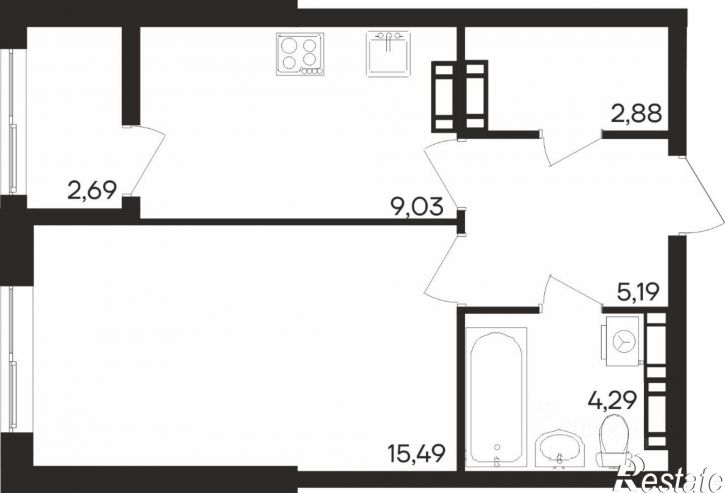 1-комн квартира в новом доме Молодежный проезд, 16,  д. 16
