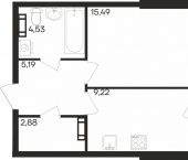1-комн, 40 кв м, этаж 9/16 Молодежный проезд, 16