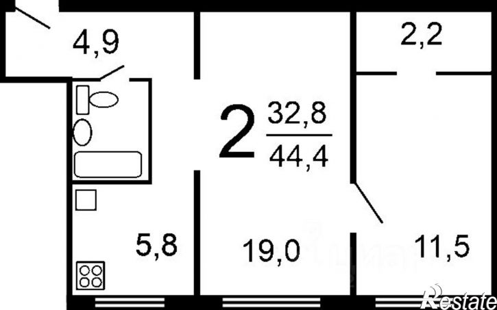 2-комн квартира ул Скальная, 8,  д. 8