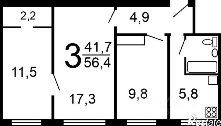 3-комн квартира ул Пархоменко, 6,  д. 6