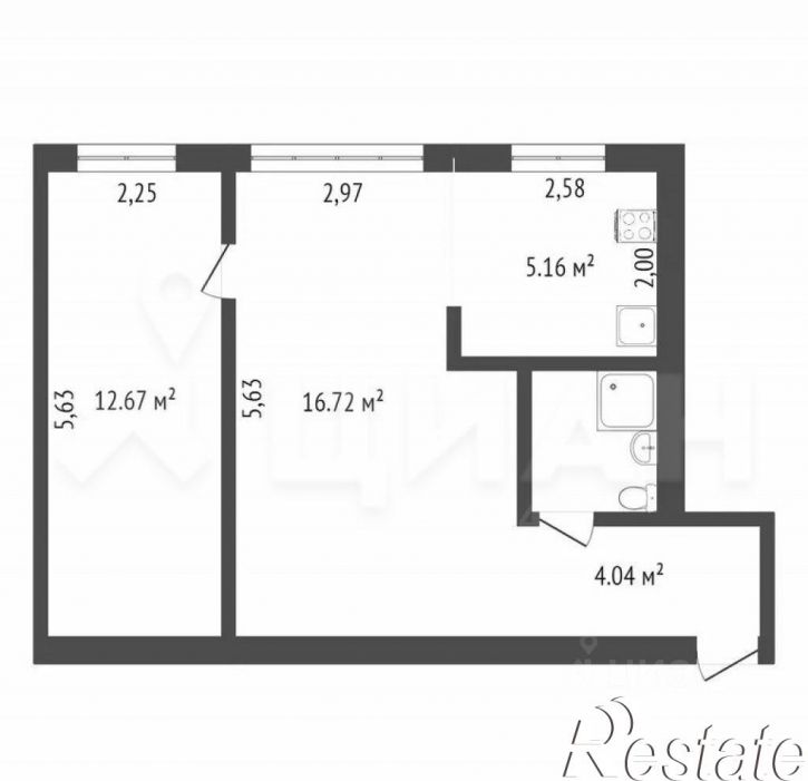 2-комн квартира улица Радищева, 16,  д. 16