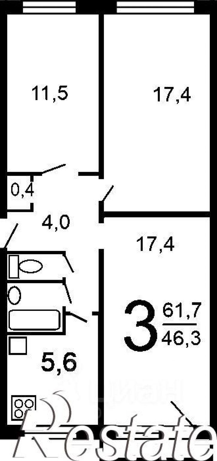 3-комн квартира улица Старостина, 34,  д. 34